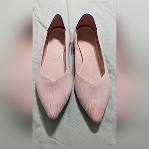 Rothy's Blush Flats with Navy Trim